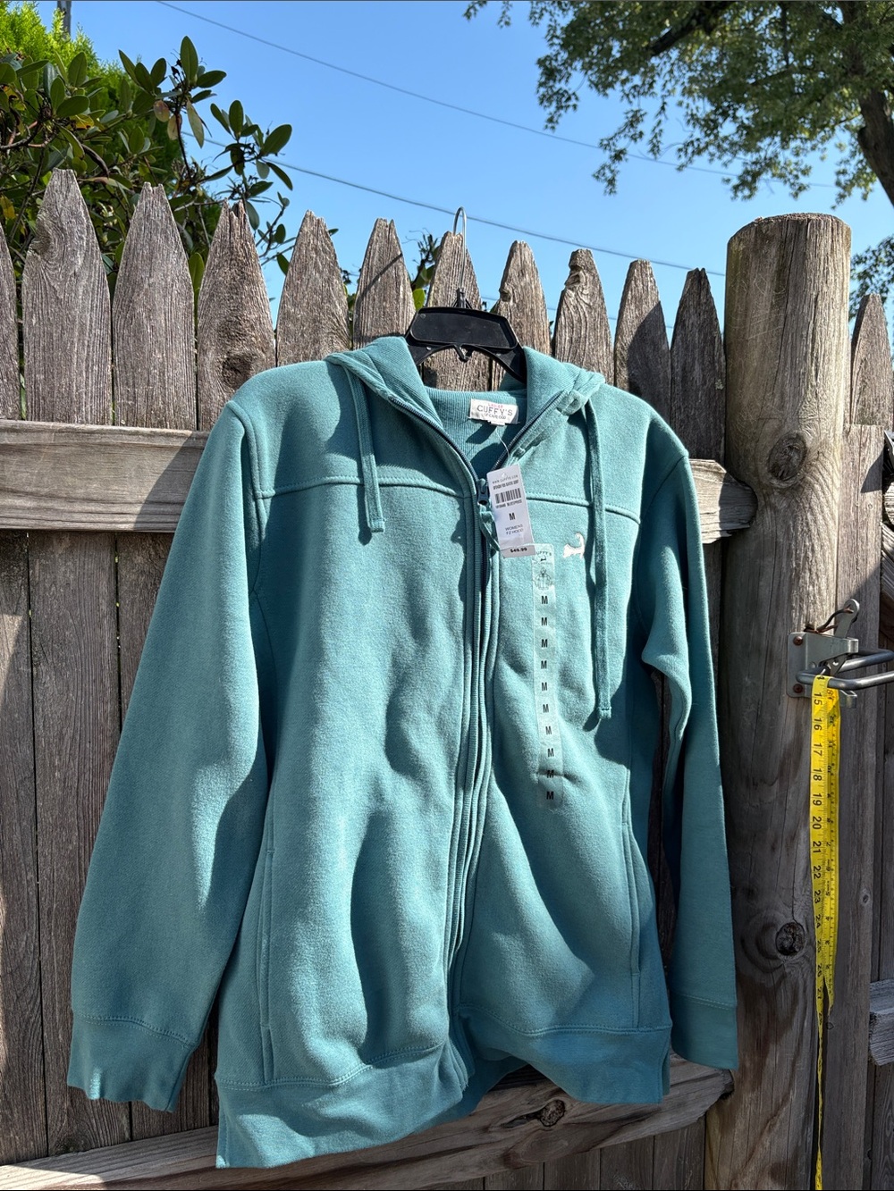 Cuffy’s Cape Cod medium blue spruce cotton hoodie. NWT!!